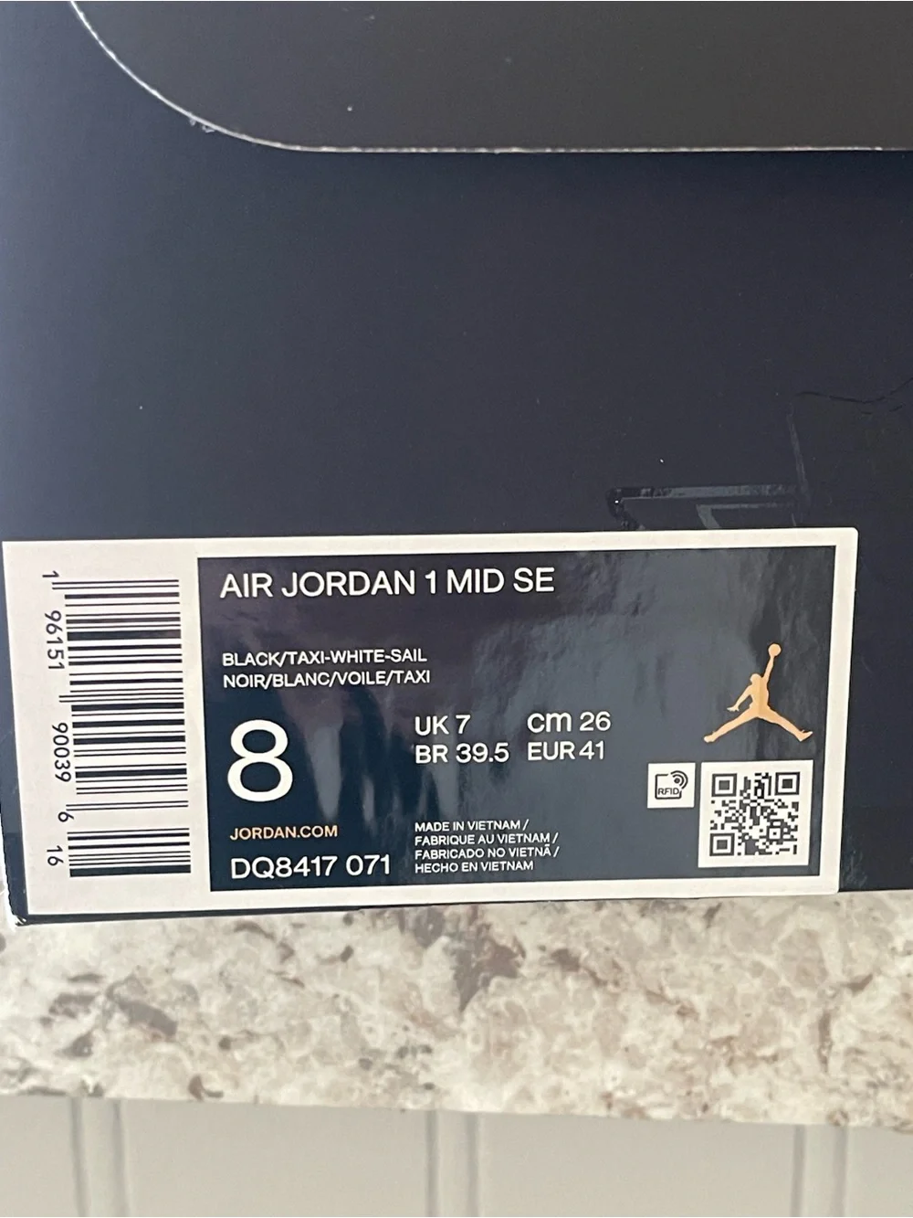 Air Jordan 1 Men's Mid-Top Sneakers — Taxi-White-Sail & Black